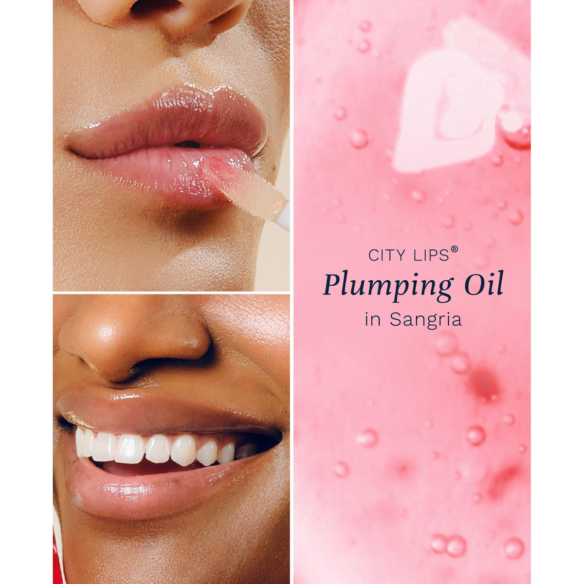 City Beauty City Lips oil texture close-up showing cushiony finish and hydration benefit