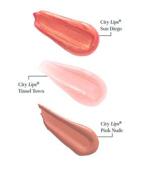 City Beauty lifestyle night-out look illustrating glitter sparkle and fuller lips