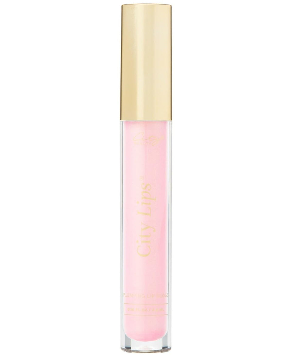 City Beauty Los Angelips front packaging showing glossy pink shade and shine benefit
