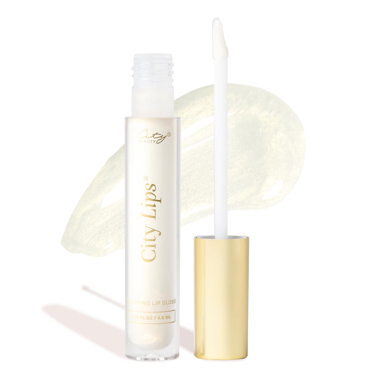 City Beauty front packaging showing glittered clear gloss and high-shine benefit