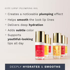 City Beauty City Lips oil applied on lips demonstrating instant plump and gloss