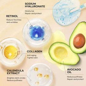 CITYGOO ingredients label highlighting retinol, collagen and hyaluronic acid benefit