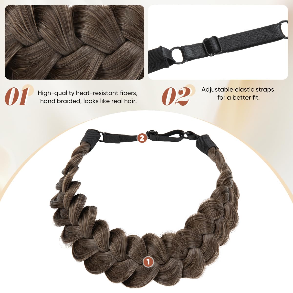 CJL HAIR back elastic strap detail displays adjustability and secure comfortable fit