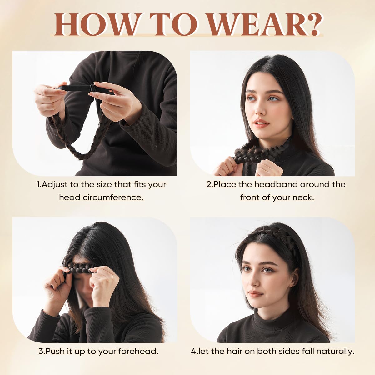 CJL HAIR headband next to hand shows scale and portability for travel convenience