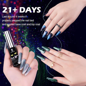 Clara Colors magnet in use over nail demonstrating quick cat eye line creation benefit