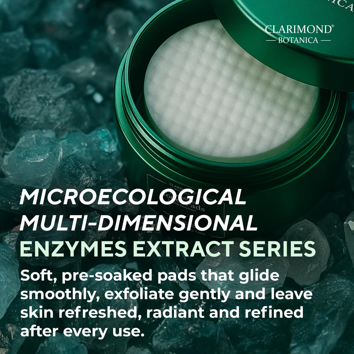 CLARIMOND ORALCARE pad in hand applying to cheek, simple at-home use benefit