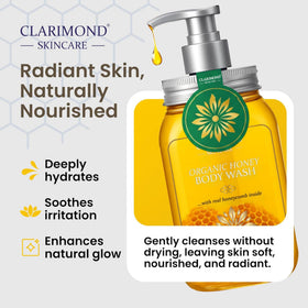 CLARIMOND ORALCARE real honeycomb detail highlighting natural honey ingredient benefits