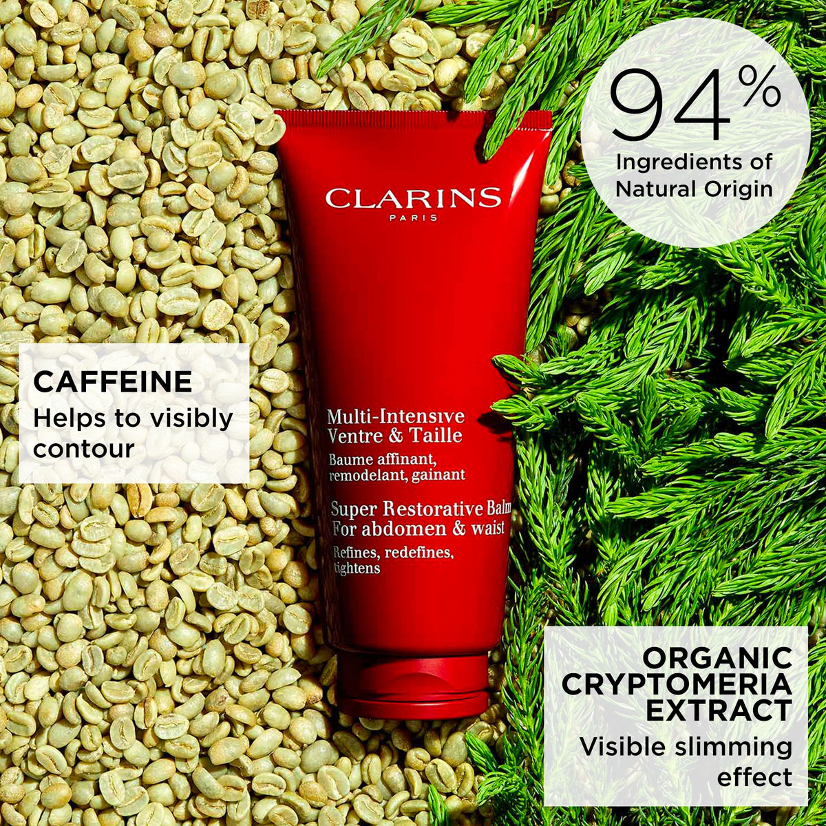 Clarins application on abdomen demonstrating firming massage technique