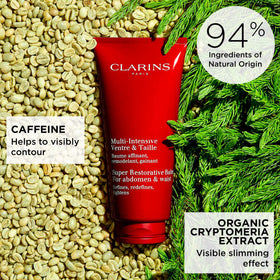 Clarins application on abdomen demonstrating firming massage technique
