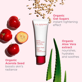 Clarins product applied as primer demonstrating even makeup base