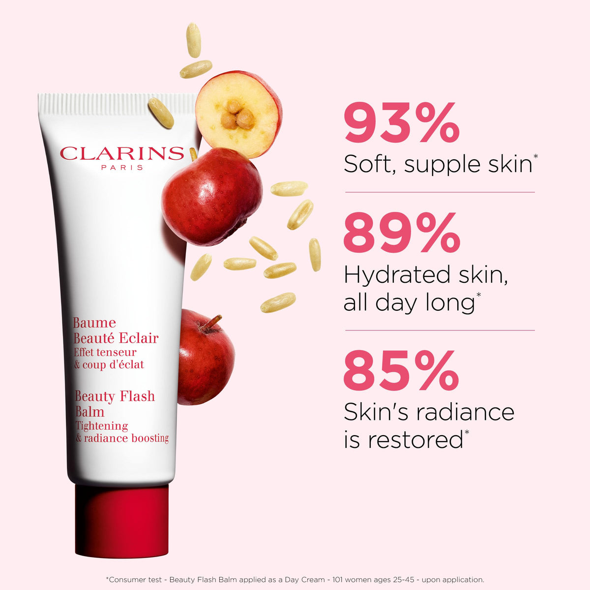 Clarins balm texture close-up highlighting smooth non-oily finish