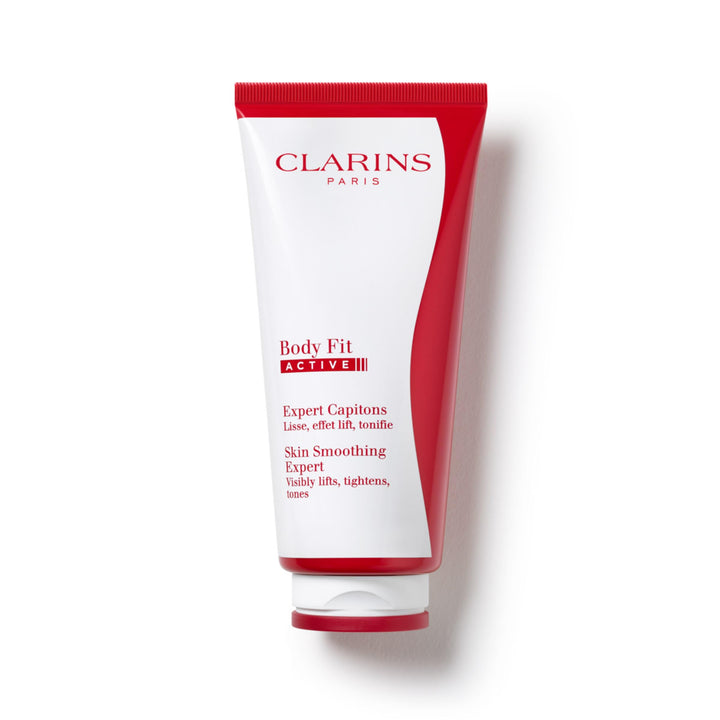 Clarins Body Fit front packaging showing branding and product size for clarity