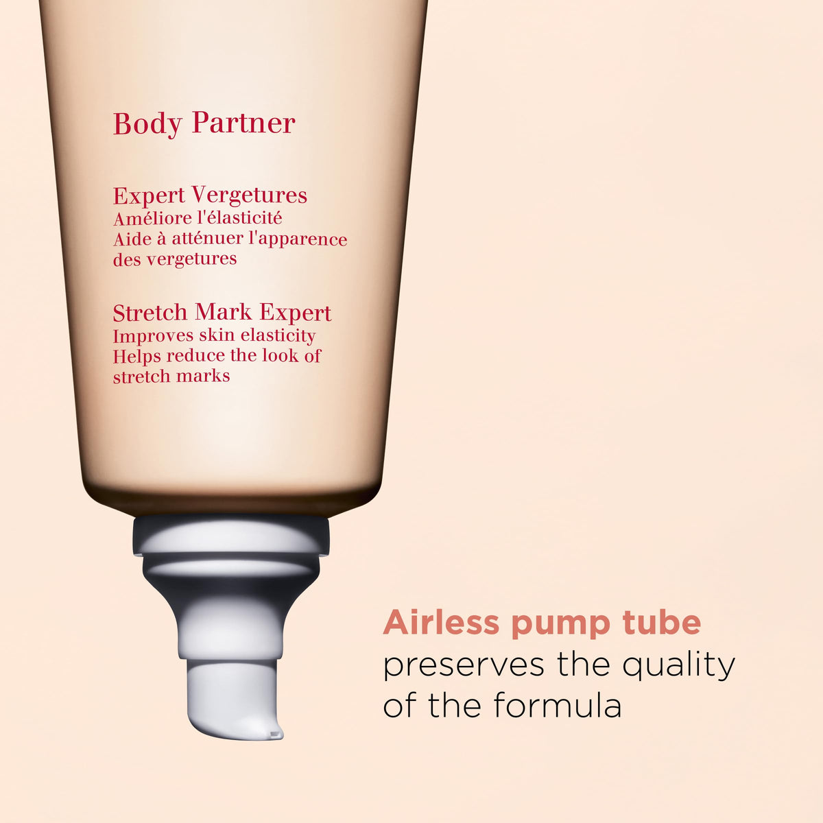 Clarins Body Partner applied to pregnant belly illustrating targeted comfort and soothing benefit
