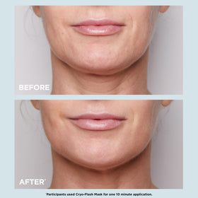 CLARINS mask applied on model demonstrating instant cooling and fresh appearance