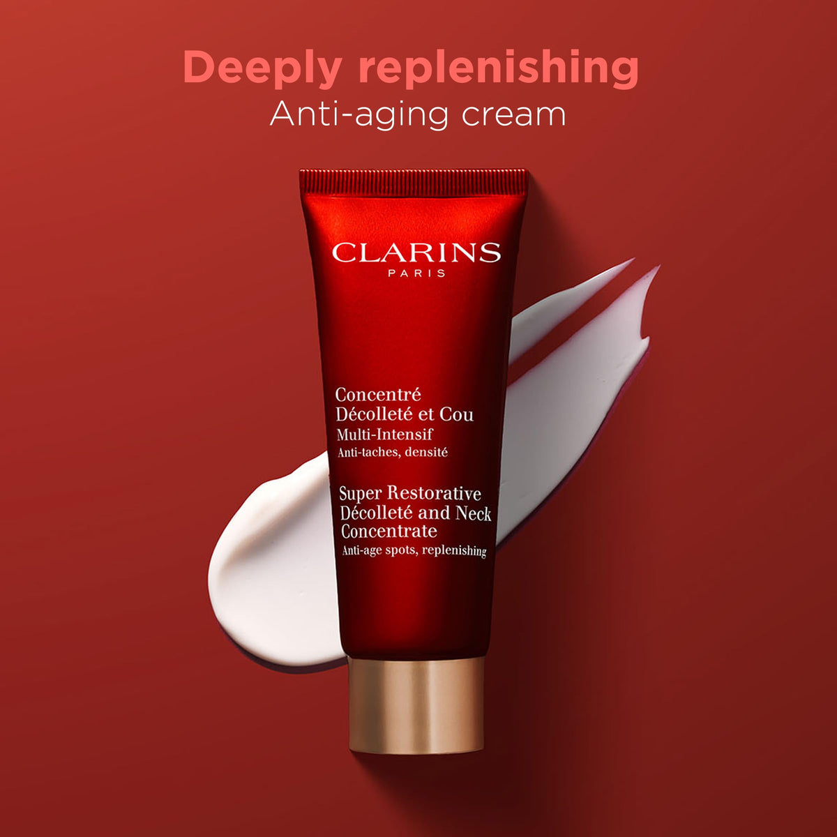 Clarins 75ml jar next to hand showing actual product size