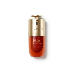 Clarins Double Serum front bottle showing elegant design and clear benefits