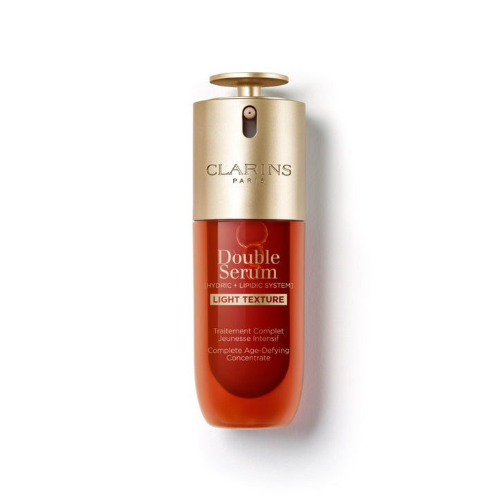 Clarins bottle front view showing lightweight serum for visible firming