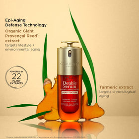 Clarins Double Serum Light plant-derived ingredient close-up highlighting natural actives