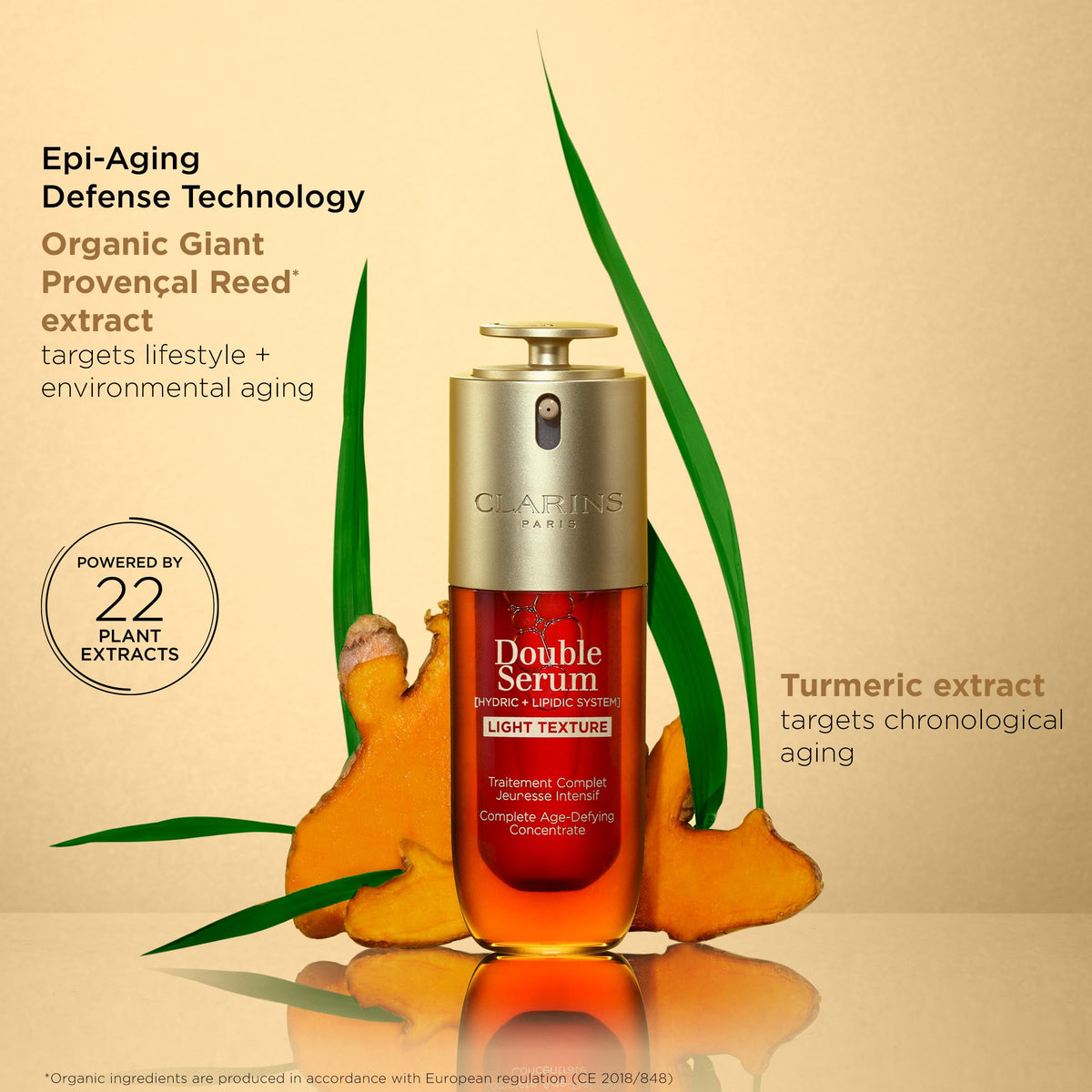 Clarins open cap with visible two-phase mix for targeted actives