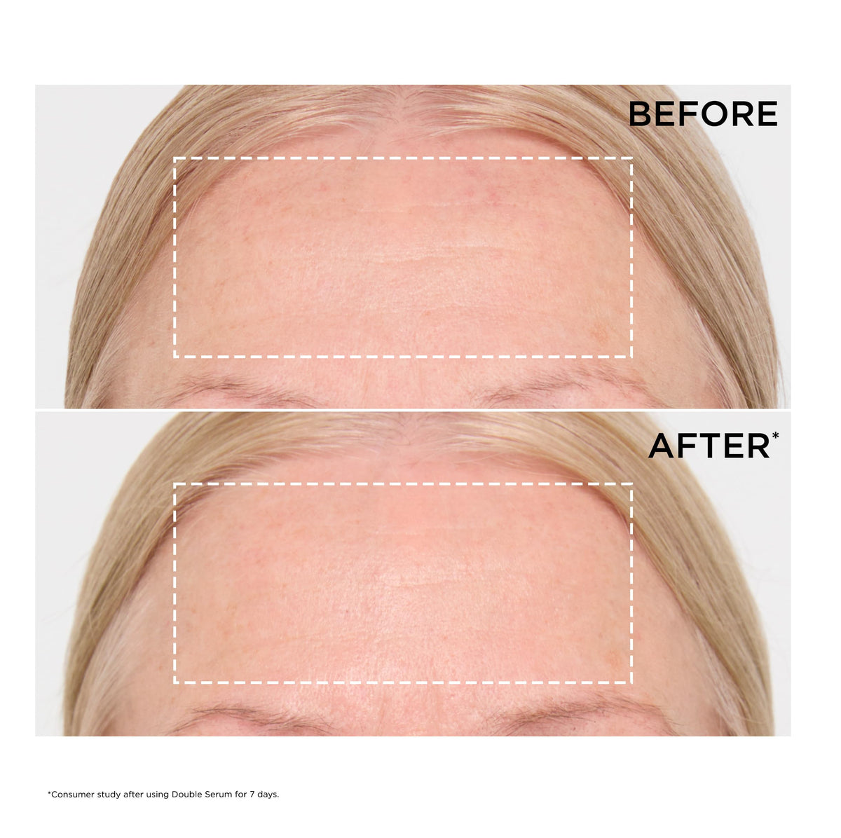 Clarins DOUBLE SERUM mixed drops in palm demonstrating dual-phase benefits