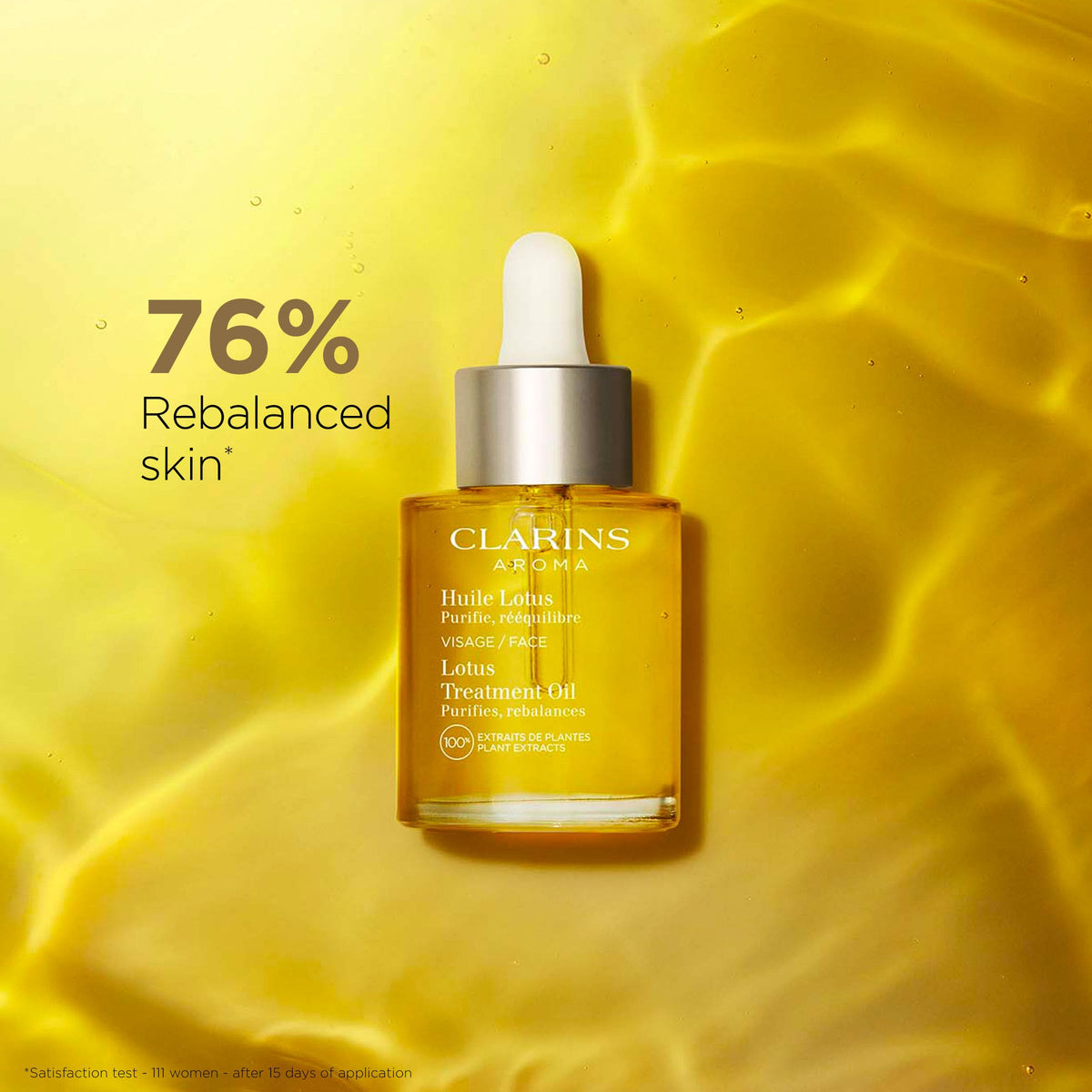 Clarins dropper dispensing clear oil highlighting precise application