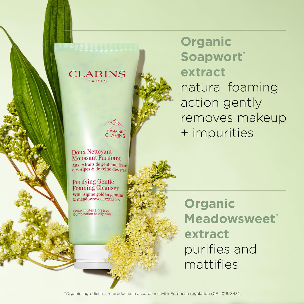 Clarins close-up of exfoliating micro-pearls refining skin texture