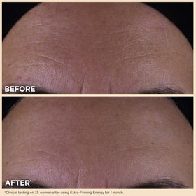 Clarins cream being dispensed on hand demonstrating absorbent texture benefit