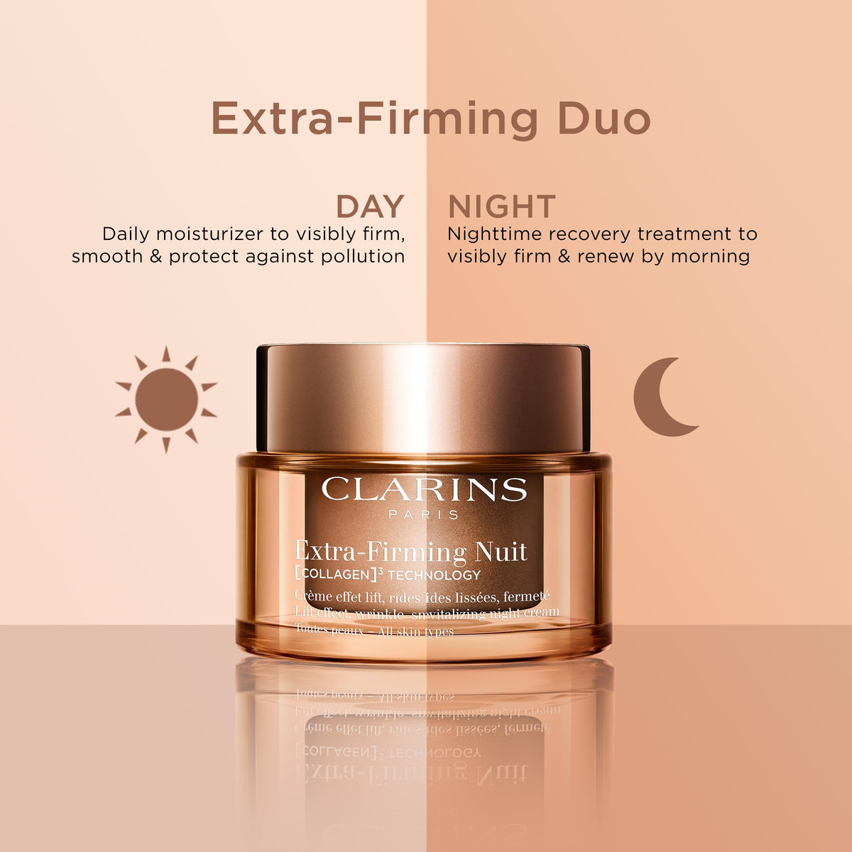 CLARINS next to ruler showing 1.7 oz size for easy scale comparison