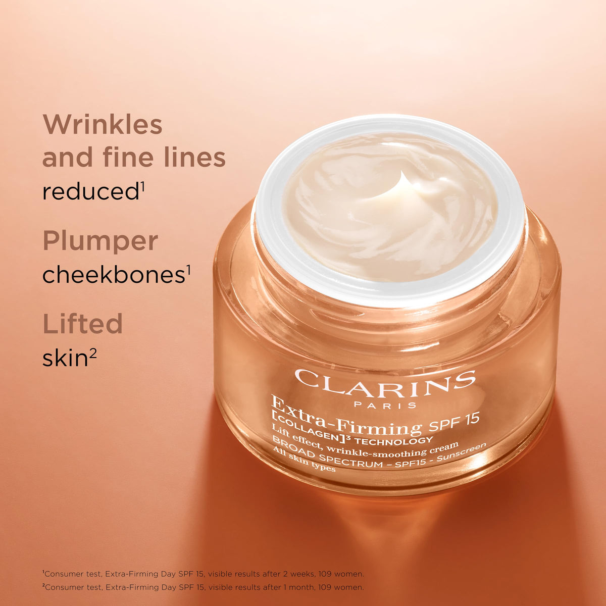 Clarins close-up cream texture highlighting rich yet lightweight feel for smooth application