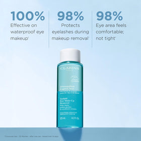 Clarins close-up droplet of bi-phase texture demonstrating fast makeup dissolution