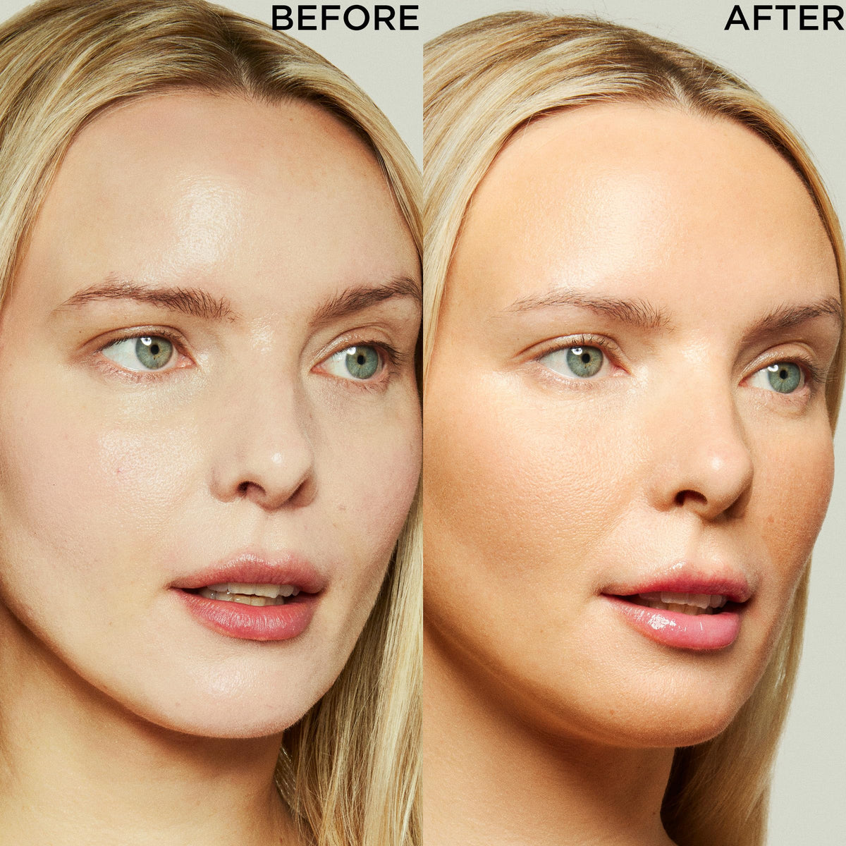 CLARINS drops blended with moisturizer on palm showing even distribution benefit