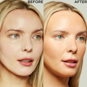 CLARINS drops blended with moisturizer on palm showing even distribution benefit
