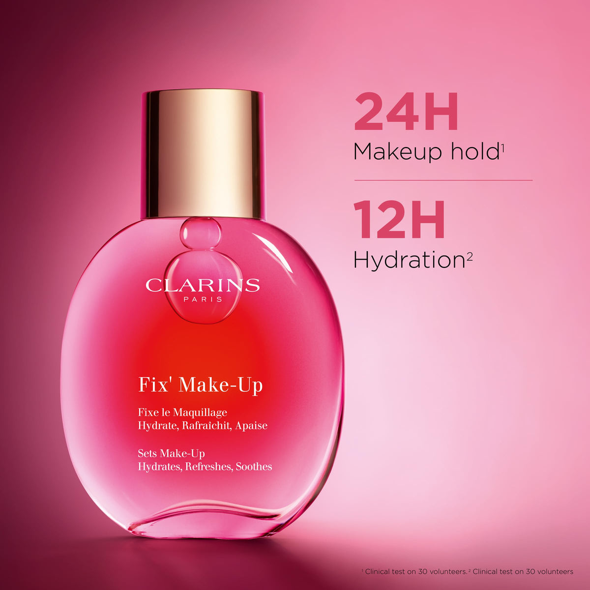 Clarins micro‑mist closeup demonstrating fine spray for even coverage