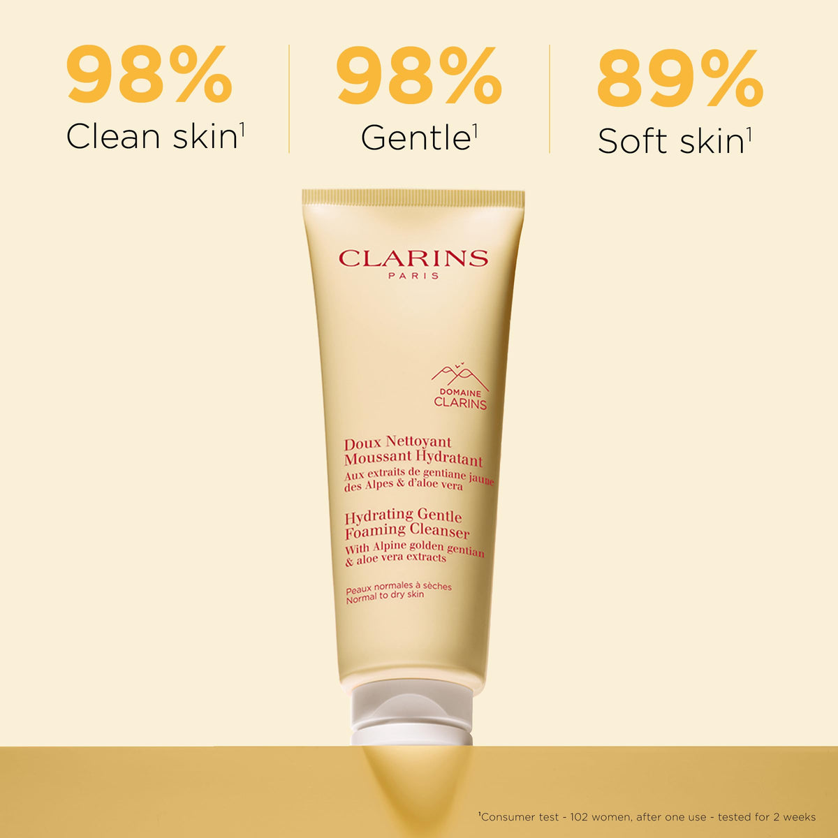 Clarins pump close-up highlighting easy dispensing and mess-free use