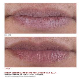 Clarins balm being applied to lips delivering visible smoothing and plumping benefit