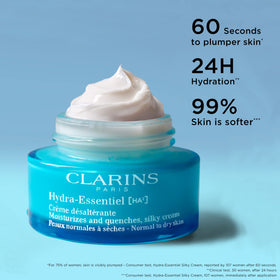 CLARINS silky cream texture closeup highlighting smooth hydration and spreadability