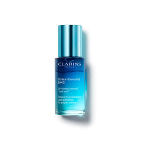 Clarins bottle front view showing hydra-essentiel face serum benefits