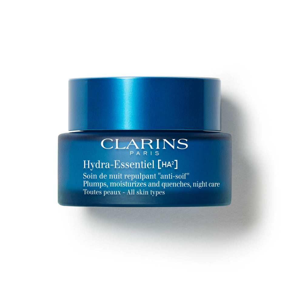 Clarins Hydra‑Essentiel front jar showing packaging and hydration benefit