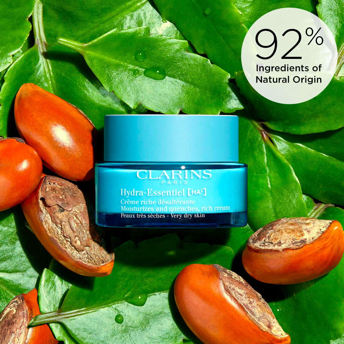 Clarins botanical ingredients arranged to show plant-based hydration