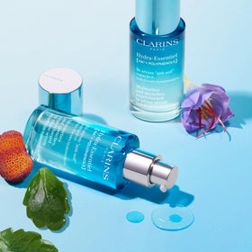 Clarins serum on vanity in lifestyle setting illustrating daily routine benefit