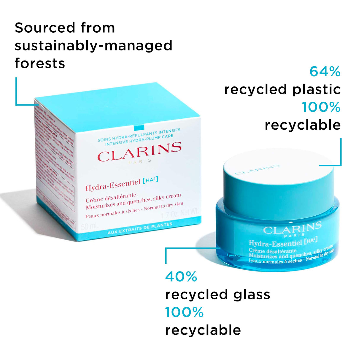 CLARINS packaging label detail focusing on product name and ingredient claims