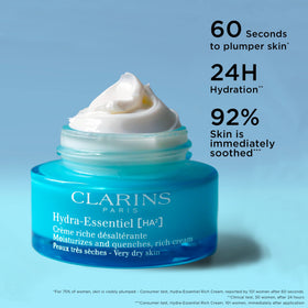 Clarins cream texture closeup highlighting rich hydrating finish