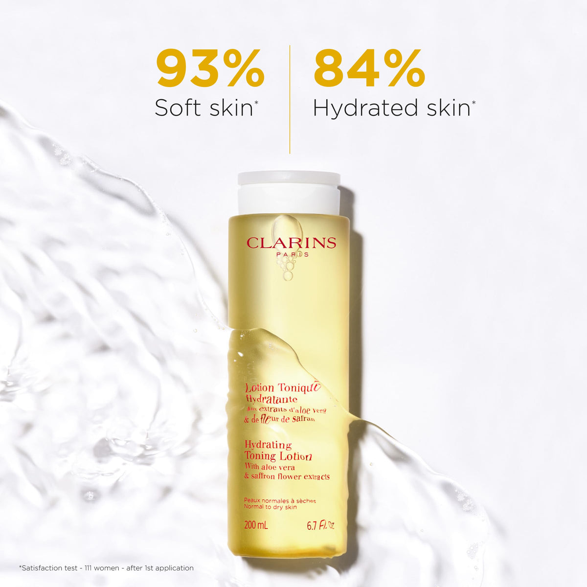 CLARINS close-up of lotion texture highlighting quick absorption benefit
