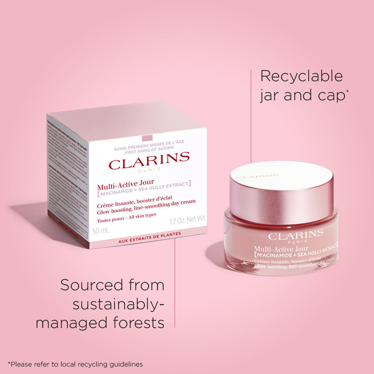 CLARINS jar alongside box showing packaging detail and product authenticity