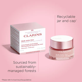 CLARINS jar alongside box showing packaging detail and product authenticity