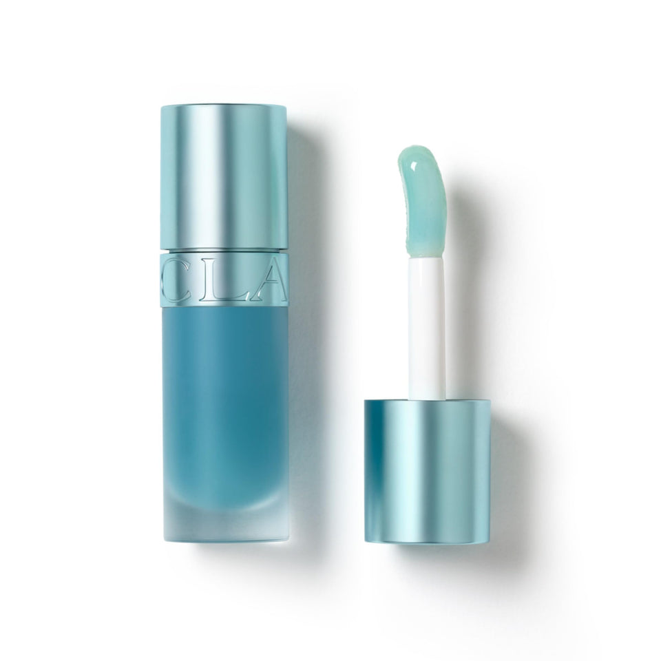 CLARINS front view of lip oil tube showing packaging and compact size for travel