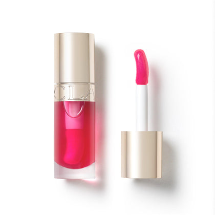 Clarins lip comfort oil front packaging showing glossy finish benefit