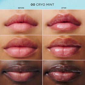 CLARINS lip oil layered over stain showing intensified shine and icy glaze