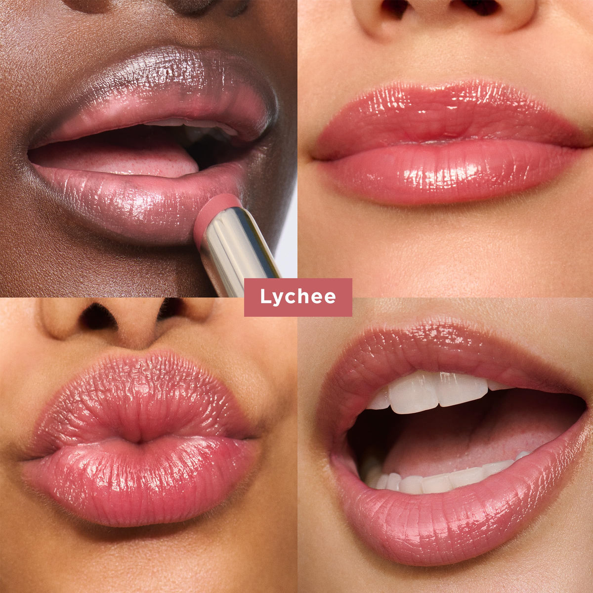 Clarins lip oil balm 03 Lychee open stick displaying balm surface benefit