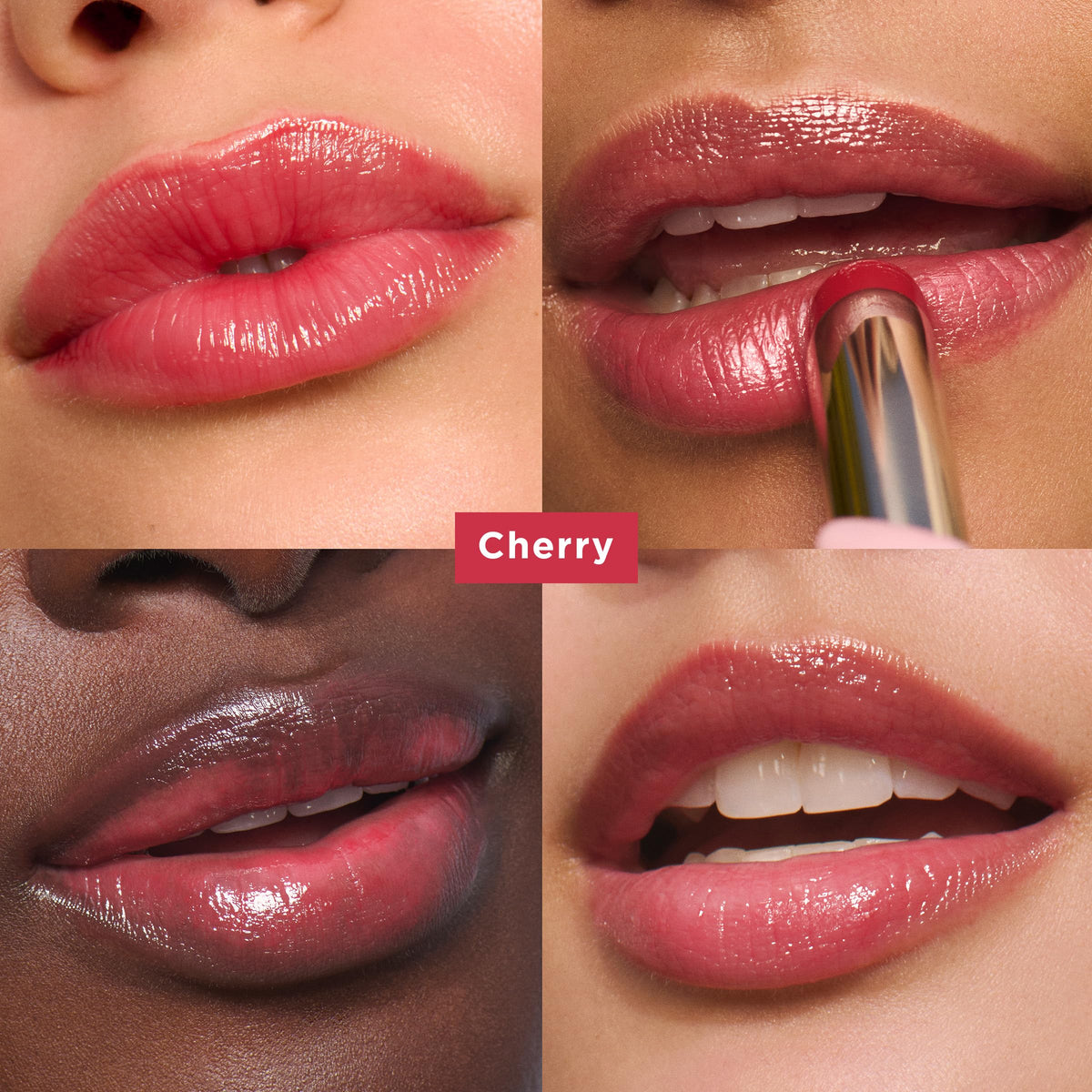 Clarins lip oil balm 05 Cherry swatch on arm showing sheer cherry tint and shine